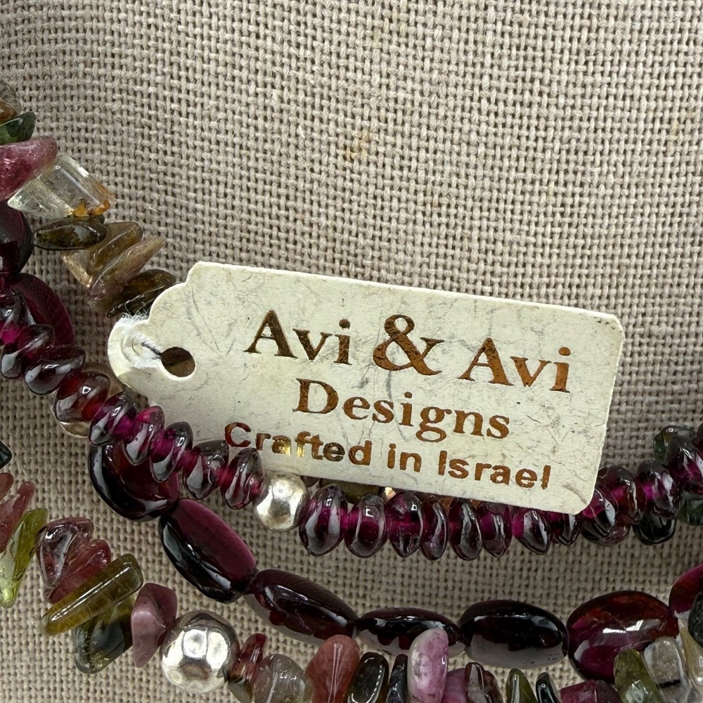 Avi & Avi Designs Necklace Polished Stone Layered Sterling Silver Clasp 16” - Picture 4 of 10